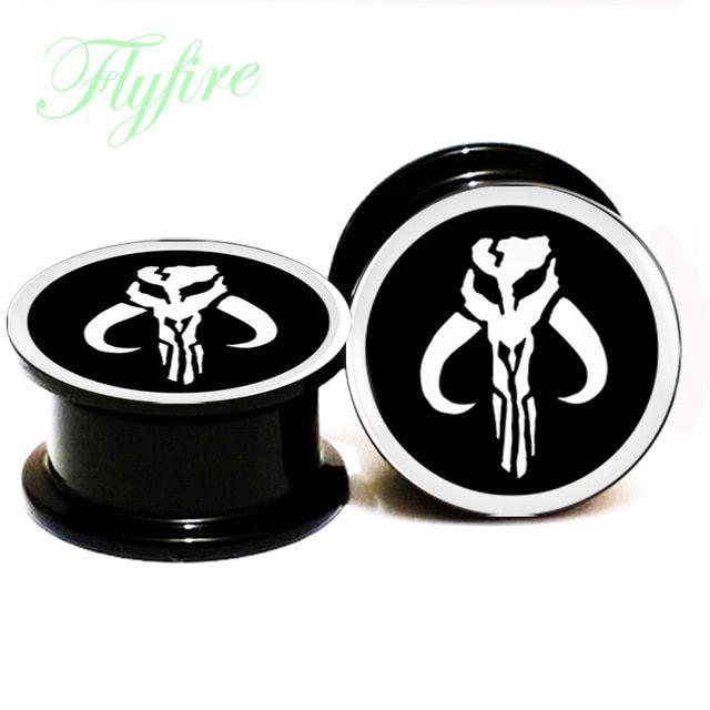 Mandalorian Logo - US $6.39. Star Wars Mandalorian Crest Logo Printed Screwed Acrylic Ear Plugs And Gauge Flesh Tunnels Ear Stretcher Expander 6mm 25mm In Body Jewelry