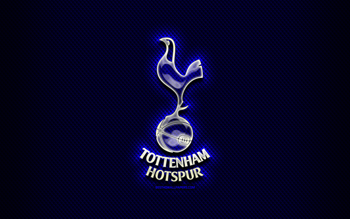 Tottenhsm Logo - Download wallpaper Tottenham Hotspur FC, glass logo, blue rhombic