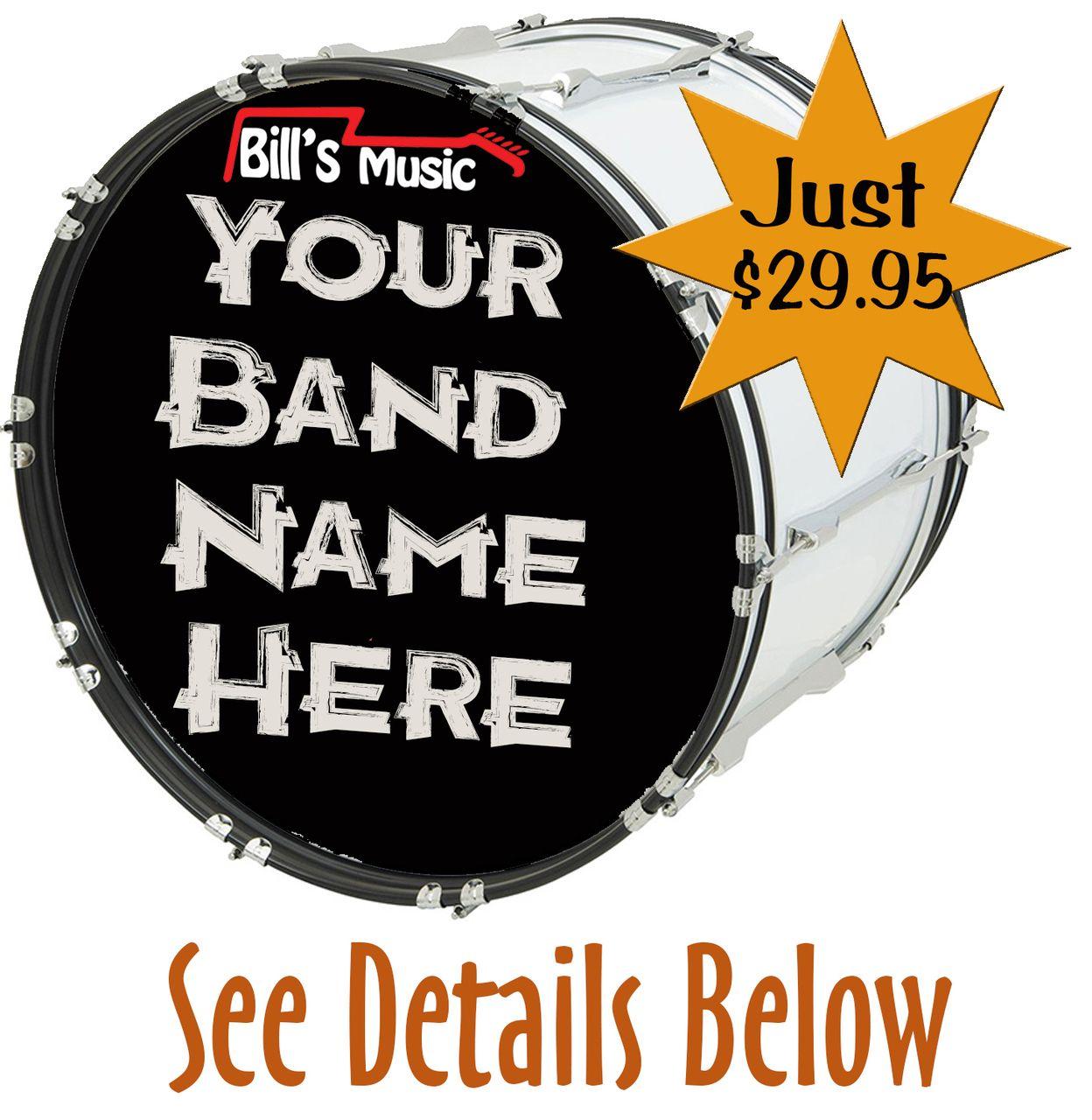 Drum Logo - Bill's Custom Bass Drum Logo Sticker 18