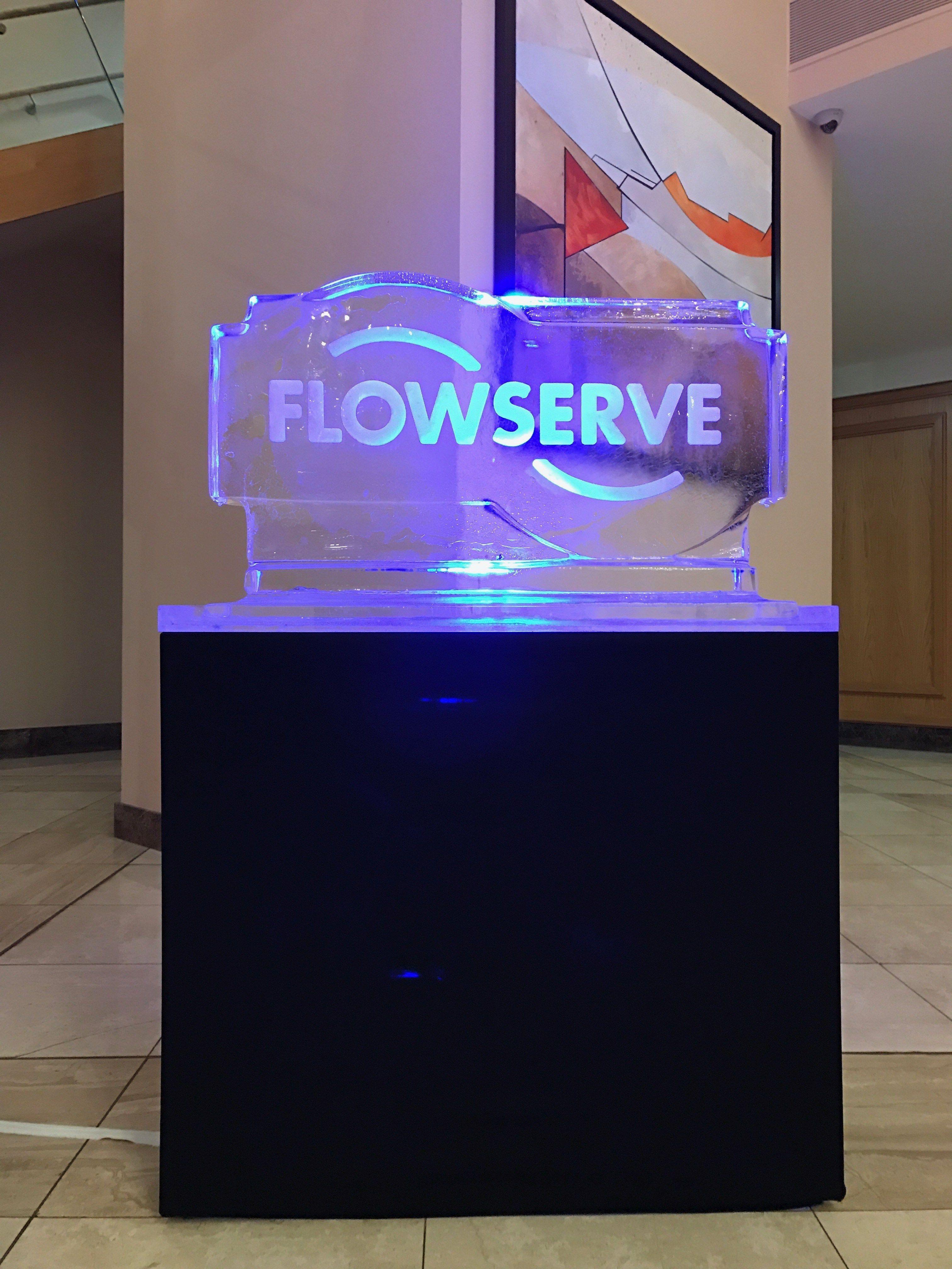 Flowserve Logo - flowserve logo on lightstand - PSD Ice Art - Ice Sculptors
