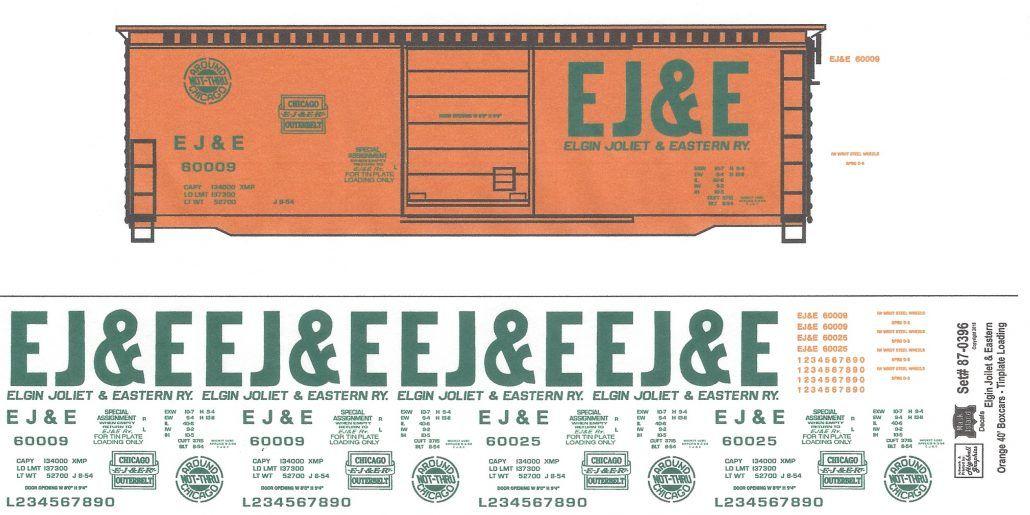 Ej&E Logo - EJ&E Elgin Joliet & Eastern 40' Box orange built by EJ&E outerbelt and  around not thru logo