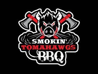 Smokin' Logo - Smokin Tomahawgs BBQ logo design - 48HoursLogo.com