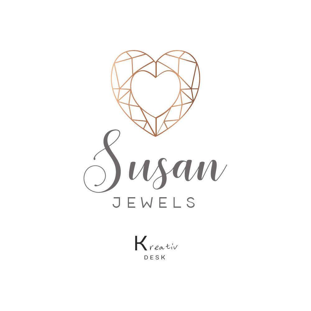 Jewel Logo - Heart Logo. Love Logo. Jewelry Logo. Jewel Logo. Lovely Logo. Rose ...