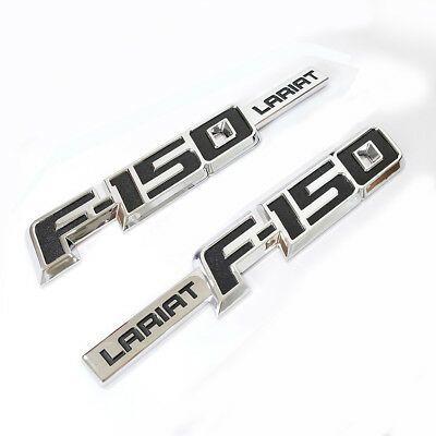 Lariat Logo - 2X OEM F-150 Lariat Emblem Side Fender Badge 3D logo Ford F150 F Chrome  Black