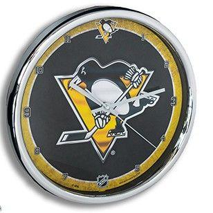 Penguins Logo - Pittsburgh Penguins Logo Clock Chrome at Team Pittsburgh Gear