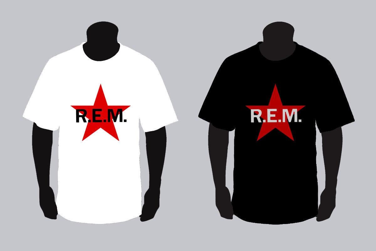 Rem Logo - New R.E.M Red Star Army Rock Band Logo Black And White T-Shirt TEE XS-3XL  Summer Short Sleeves Cotton Unisex More Size And Colors