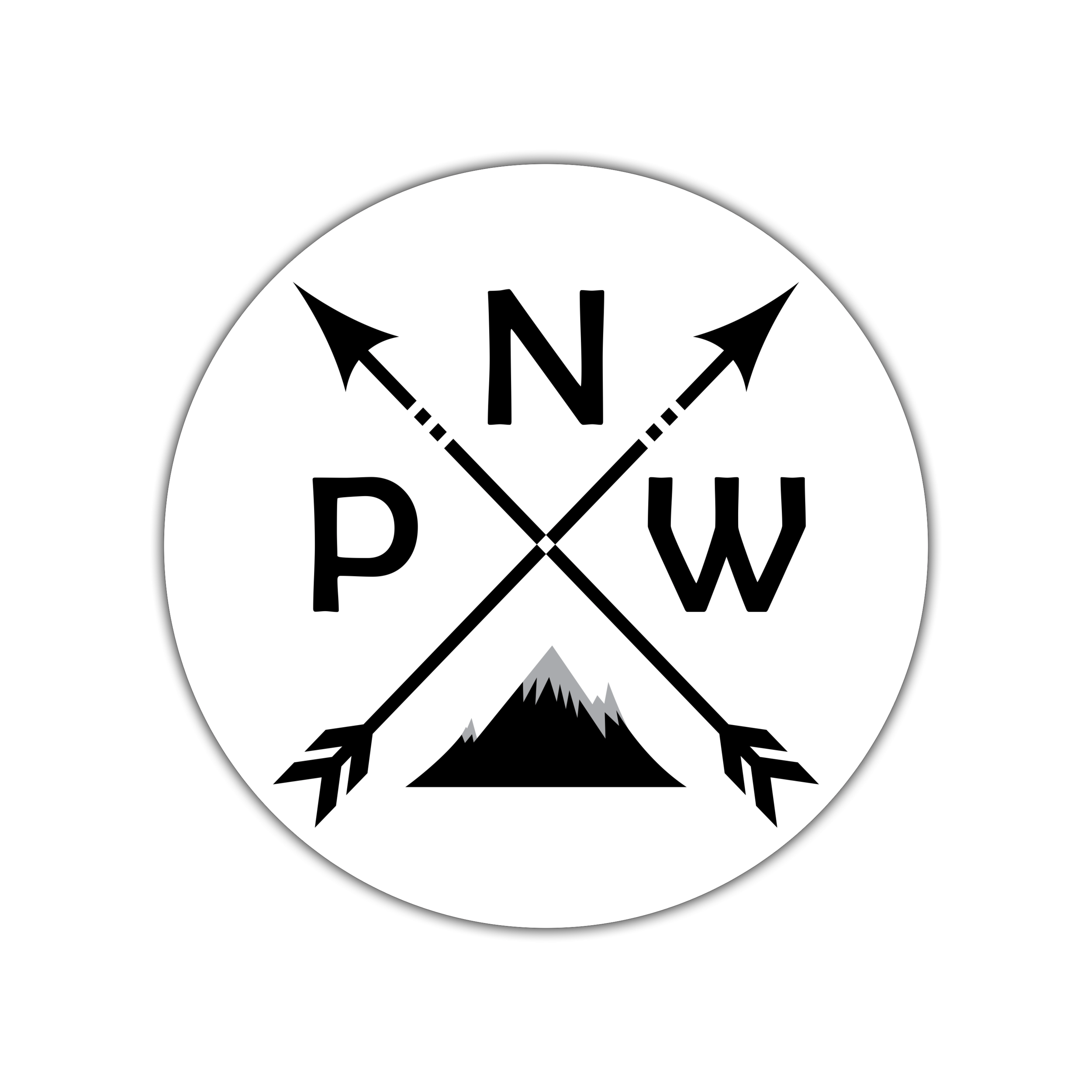 PNW Logo - Circular PNW Sticker (White)