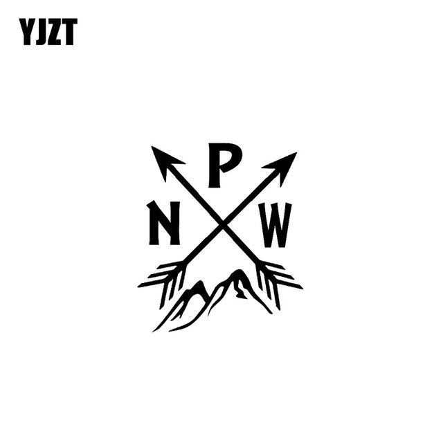 PNW Logo - US $1.05 40% OFF|YJZT 11.7CM*13.3CM Pacific Northwest PNW Mountain Car  Sticker Decal Camping Arrows Black Silver C10 02293-in Car Stickers from ...