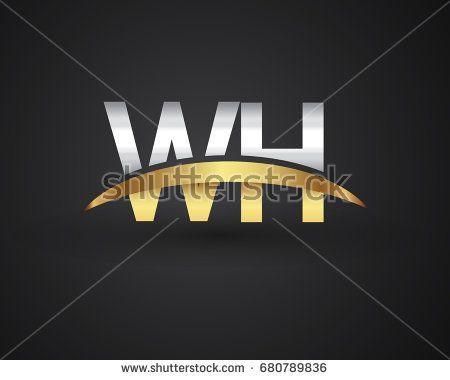 WH Logo - WH initial logo company name colored gold and silver swoosh design