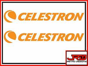 Celestron Logo - Details about 2 x Celestron Vinyl Logo Stickers in Orange