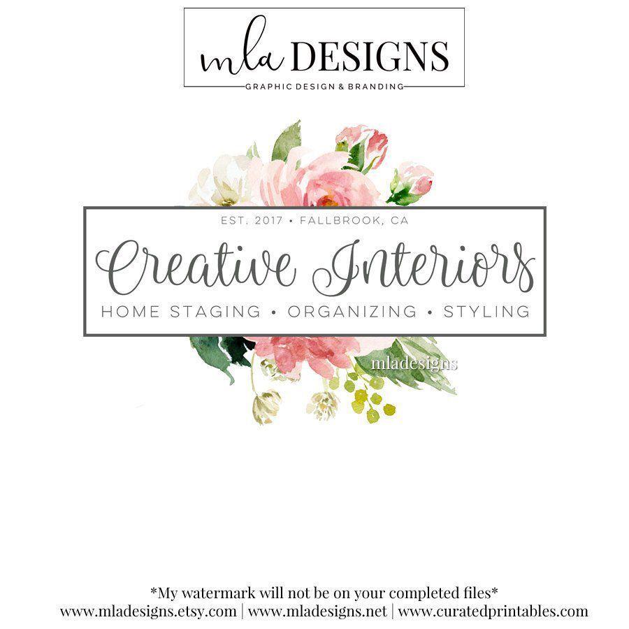 Floris Logo - Floral Logo, Flower Logo, Floris Logo, Watercolor Floral Logo