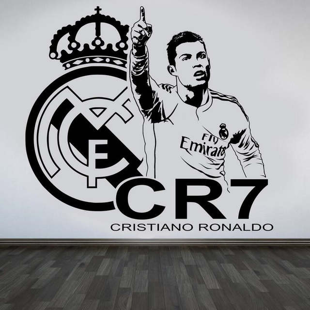 Ronaldo Logo - US $18.99 |3D CRISTIANO RONALDO team logo Vinyl Wall Sticker REAL FC  Footballer star Decal removable home decor Football Star decal-in Wall  Stickers ...