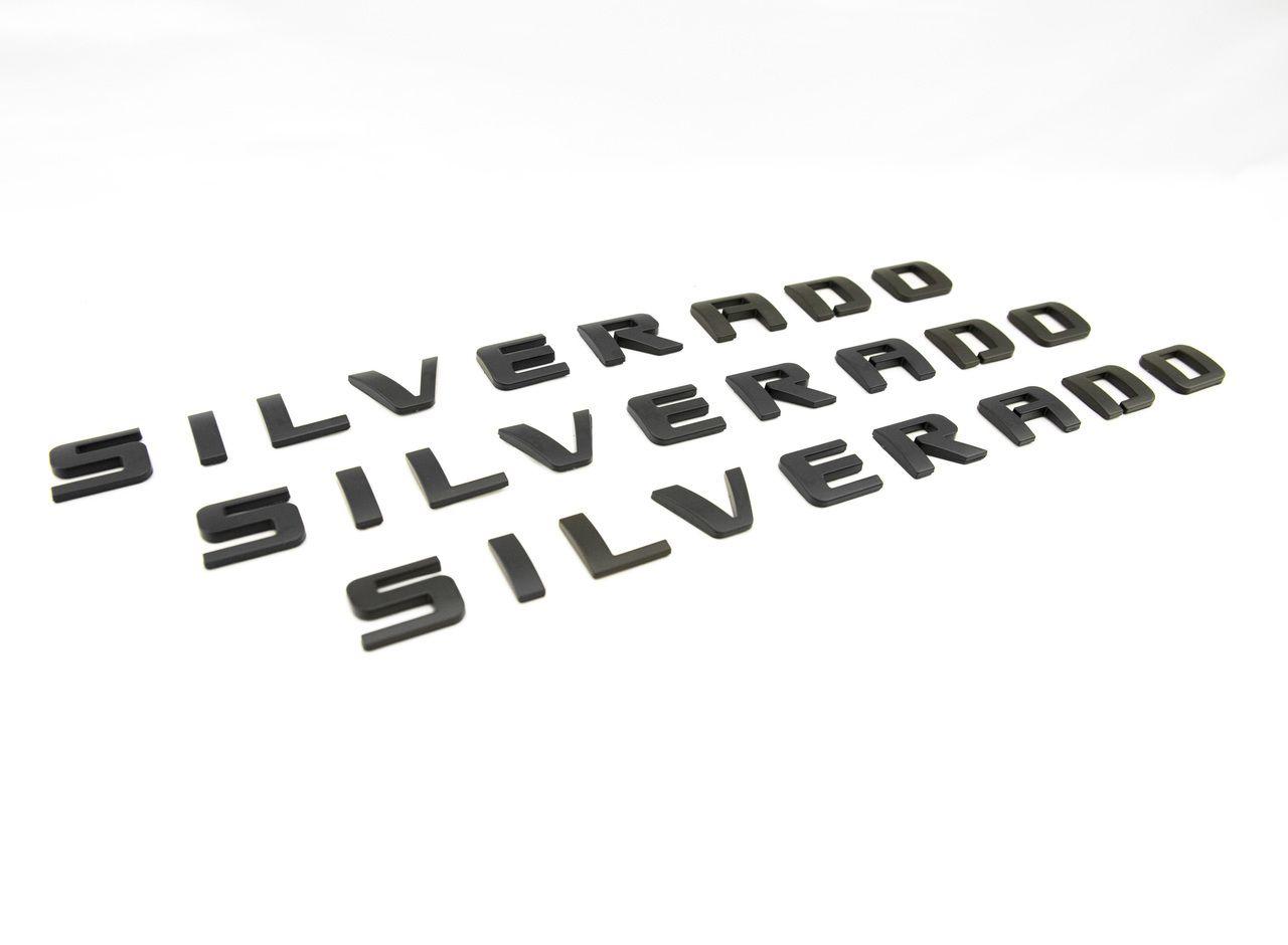 Silverado Logo - 3 NEW CUSTOM BLACK 2007-2018 CHEVROLET SILVERADO DOOR & TAILGATE EMBLEMS  BADGES NAMEPLATE 15129652