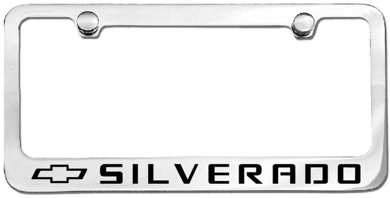 Silverado Logo - Chevy Silverado Bow Tie Logo License Plate Frame Chrome