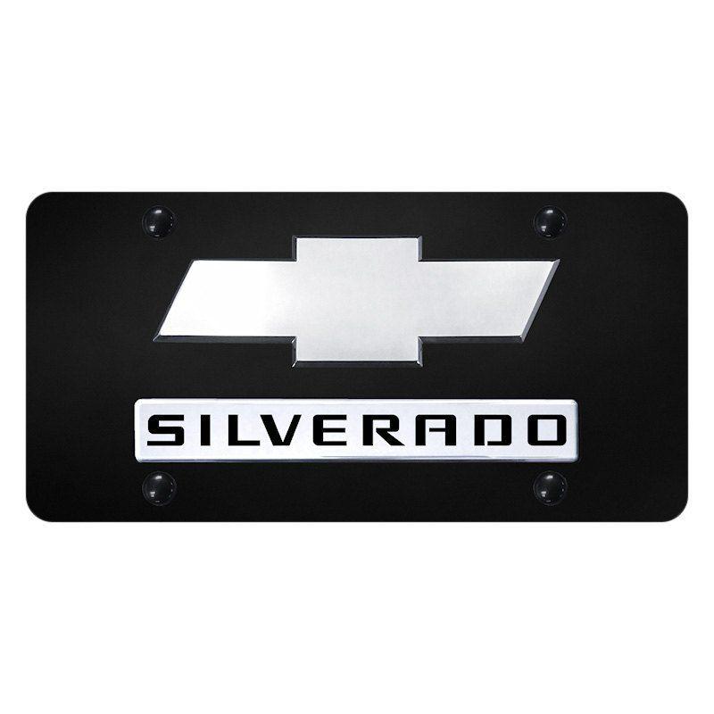 Silverado Logo - Autogold® - License Plate with 3D Silverado New Logo and Chevrolet Emblem