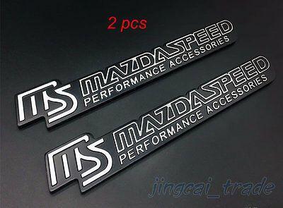 Mazdaspeed Logo - 2PCS MS BLACK MAZDASPEED Logo Thick Aluminium Car Emblem Sticker Decal OEM  Mazda