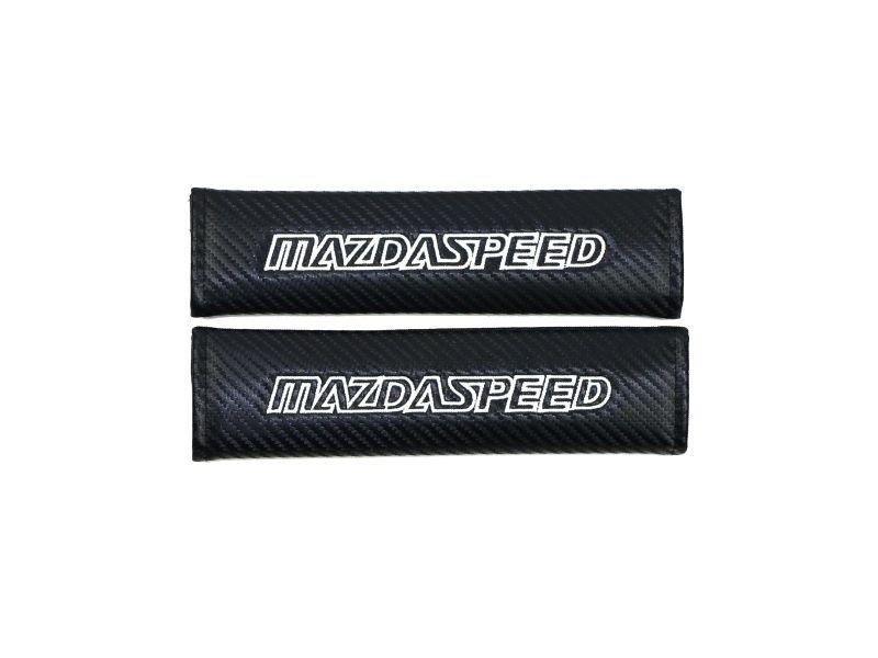 Mazdaspeed Logo - Seatbelt Shoulder Pads with Mazdaspeed Logo (Pair) - Carbon Style