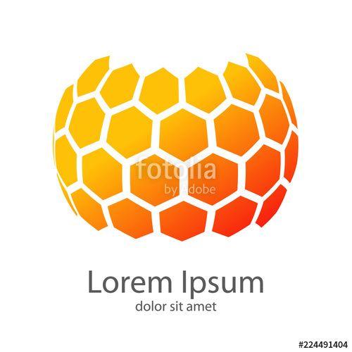 Esfera Logo - Logotipo hexagonos en esfera en color naranja Stock image