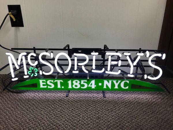 McSorley's Logo - White And Green Mcsorley's Est. 1854 Nyc Neon Light Signage.new!