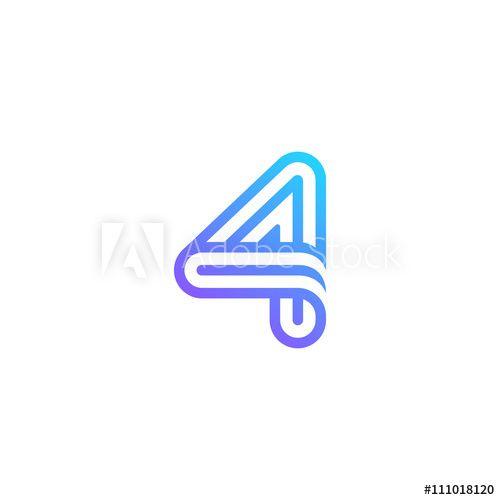 4 Logo - Number 4 Logo design vector template. Font Lines Logotype this