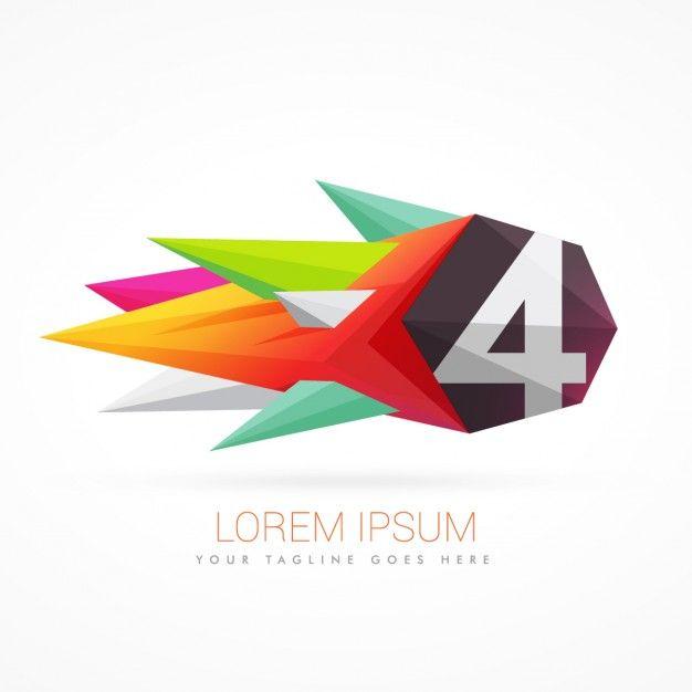 4 Logo - Colorful abstract logo with number 4 Vector | Free Download