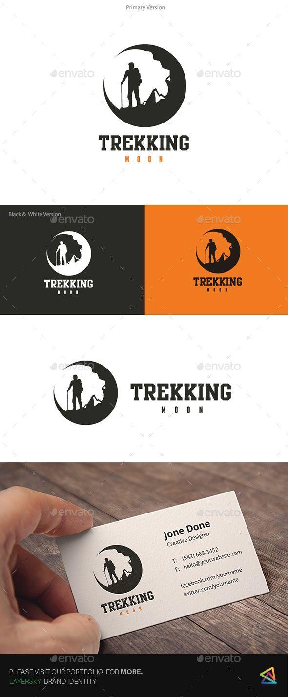 Hiking Logo - Trekking Moon Logo — EPS Template • Only available here ➝… | Sport ...