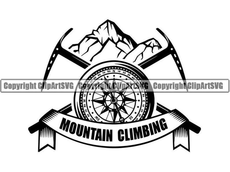 Hiking Logo - Mountain Climbing Logo #20 Hiking Hike Hiking Trail Pick Axe Extreme Sport  Equipment Banner .SVG .EPS .PNG Vector Cricut Cut Cutting File