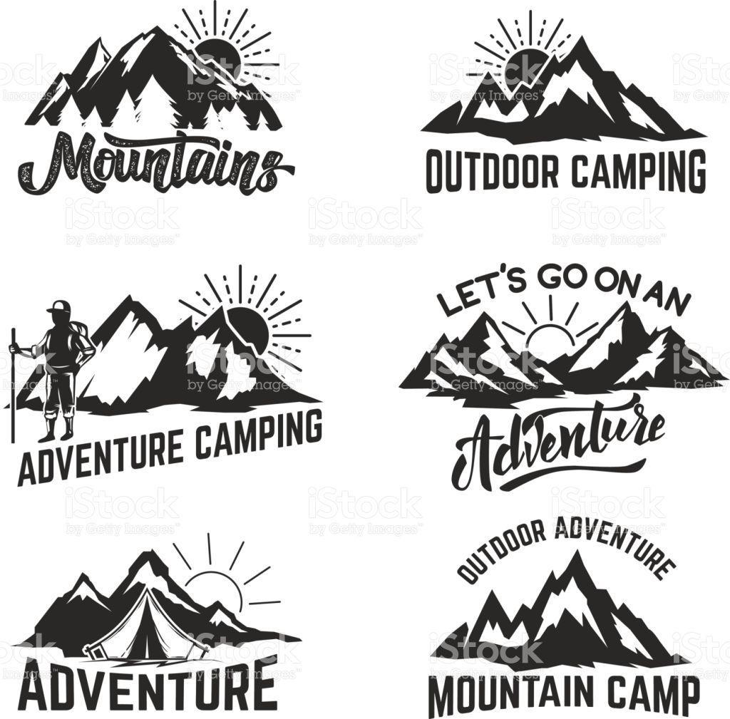 Hiking Logo - Set of mountains adventure, outdoor, camping, hiking, tourism labels
