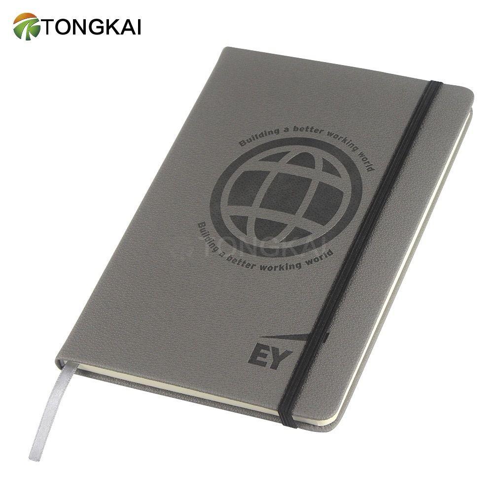 Notebook Logo - [Hot Item] Gray Embossed Logo Elastic Band Office Supplies Notebook