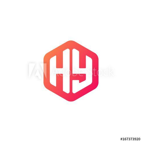 Hy Logo - Initial letter hy, rounded hexagon logo, gradient red orange colors