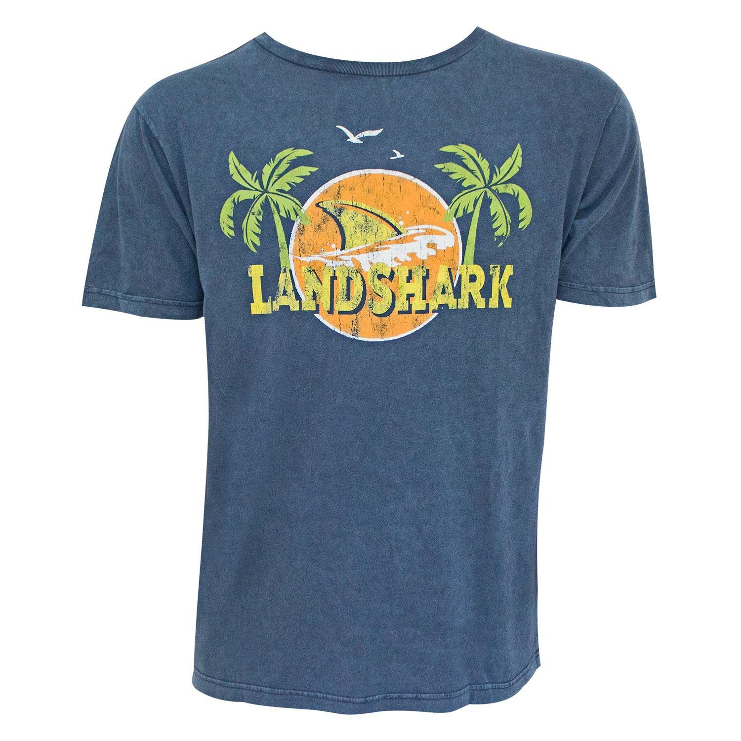 Landshark Logo - Landshark Lager Navy Blue Palms Logo Tee Shirt