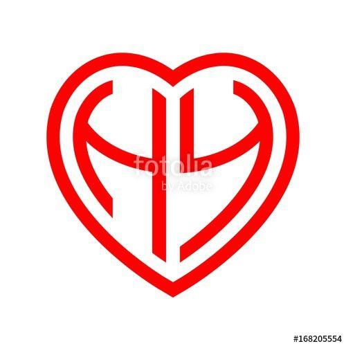 Hy Logo - initial letters logo hy red monogram heart love shape Stock image