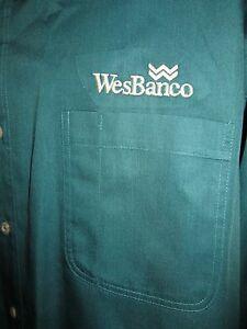 WesBanco Logo - Details about XL Forest Green WesBanco Bank Logo Employee Business Casual  Long Sleeved Shirt