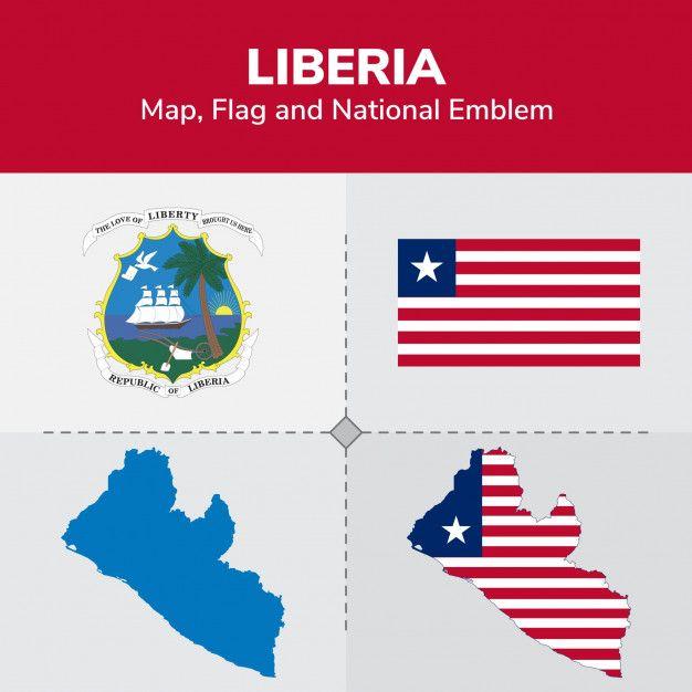 Liberia Logo - Liberia map, flag and national emblem Vector | Premium Download