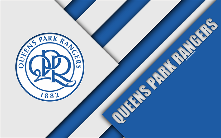 QPR Logo - Download wallpapers Queens Park Rangers FC, QPR logo, 4k, white blue ...