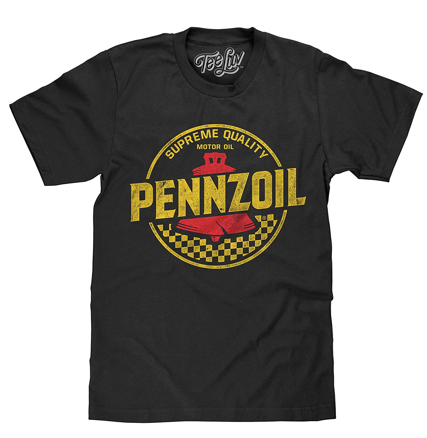 Pensoil Logo - Tee Luv Distressed Pennzoil T-Shirt - Pennzoil Motor Oil Logo Shirt