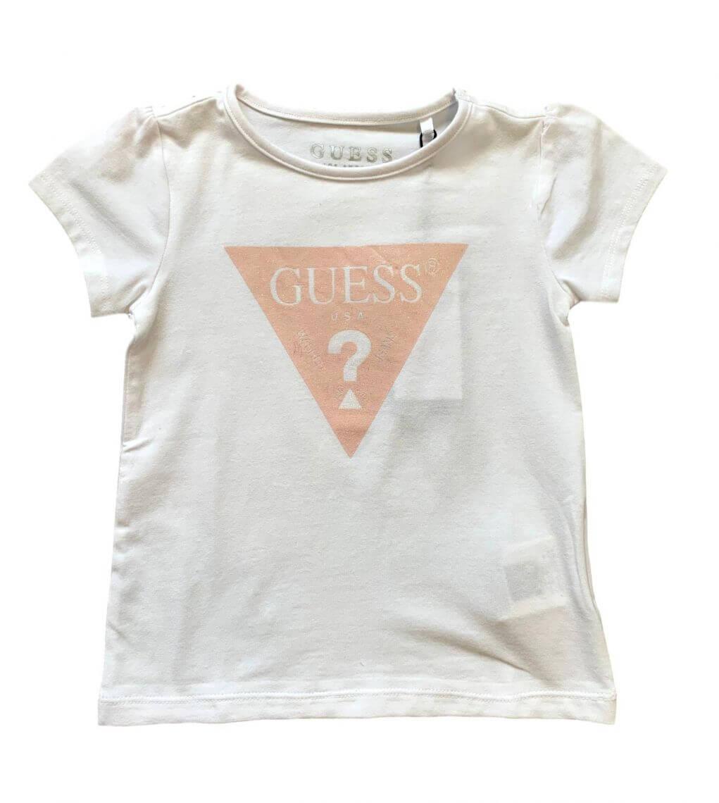Sparkly Logo - Guess Girls White Sparkly Logo T Shirt