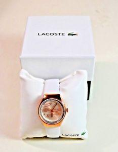Sparkly Logo - NIB LACOSTE WHITE LEATHER BAND ROSE GOLD TONE SPARKLY LOGO WATCH ...