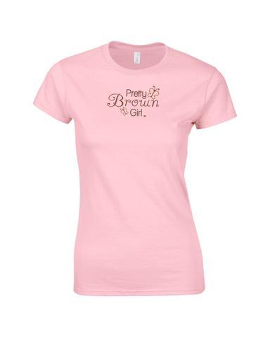 Sparkly Logo - Strawberry Pretty Brown Girl Ladies T Shirt W/ Sparkly Logo