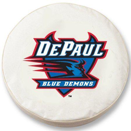 DePaul Logo - DePaul Tire Cover with Blue Demons Logo on White Vinyl Size: I x 8 Inch