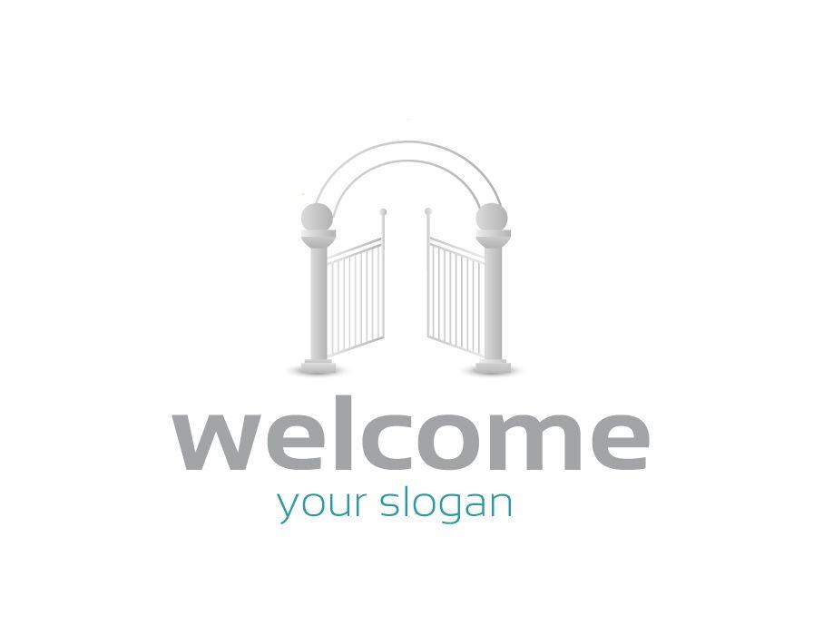 Welcome Logo - Welcome Logo - Open Gates with Arch - FreeLogoVector