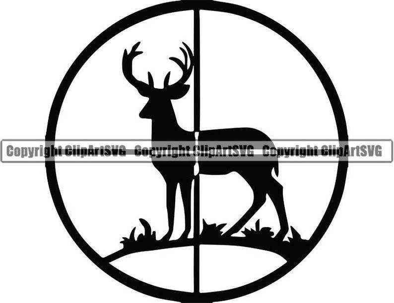 Whitetail Logo - Hunting Logo Gun Scope Deer Buck Antlers Points Whitetail Hunt Game Wildlife Fishing Wilderness Logo .SVG .EPS .PNG Vector Cut Cutting