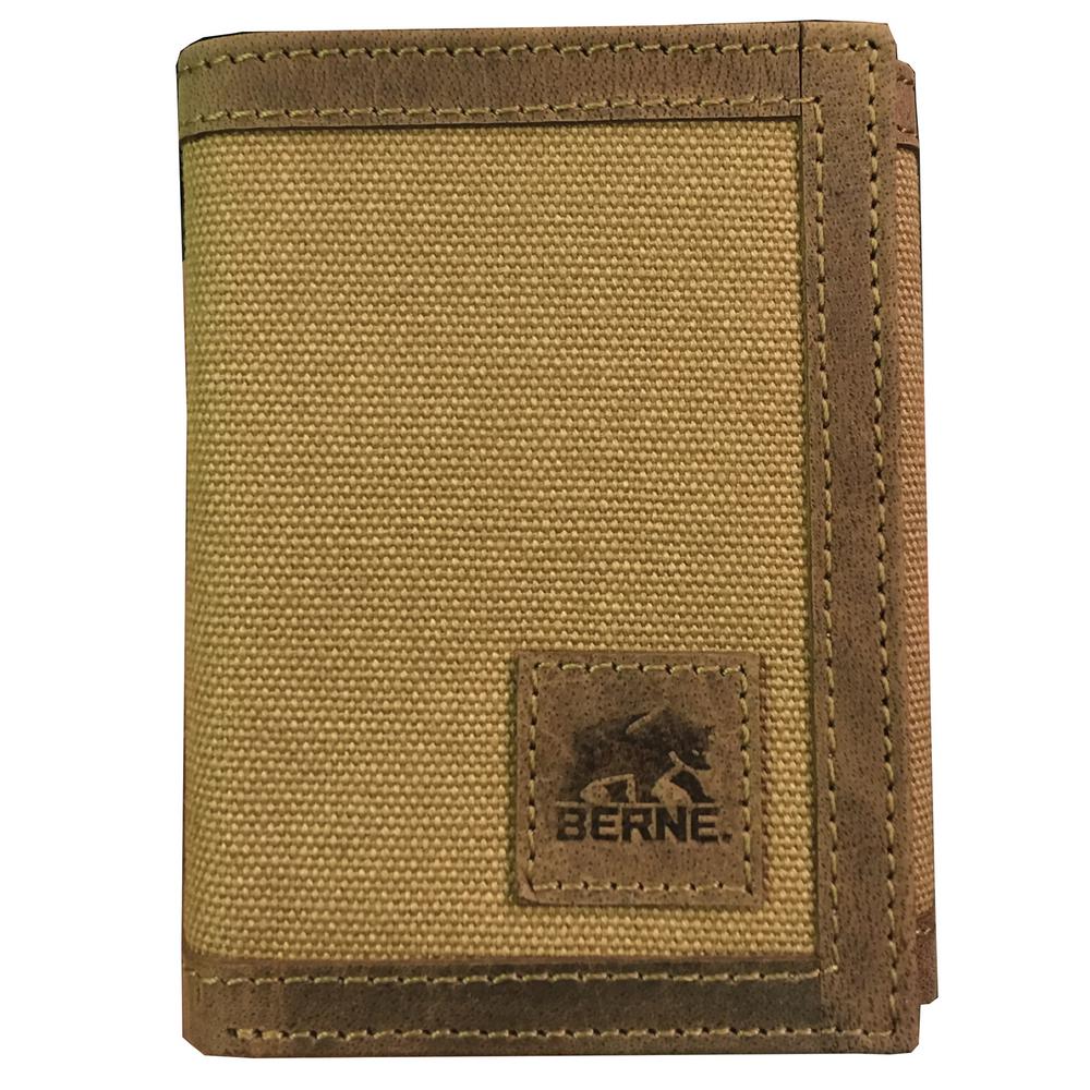 Berne Logo - Berne Buff Zulu Leather/Berne Logo Emboss on FRT Bifold Wallet with Tone  Stitched Edges/Berne Cardboard Box