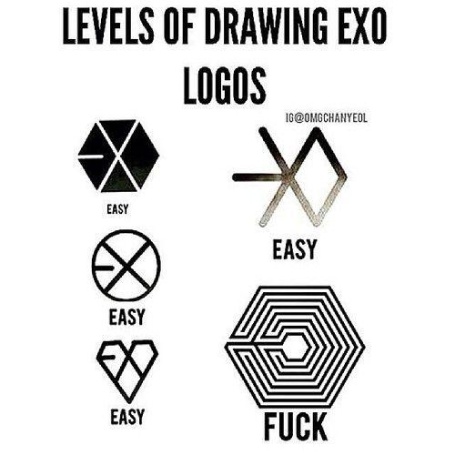 EXO-K Logo - Levels of drawing EXO logos