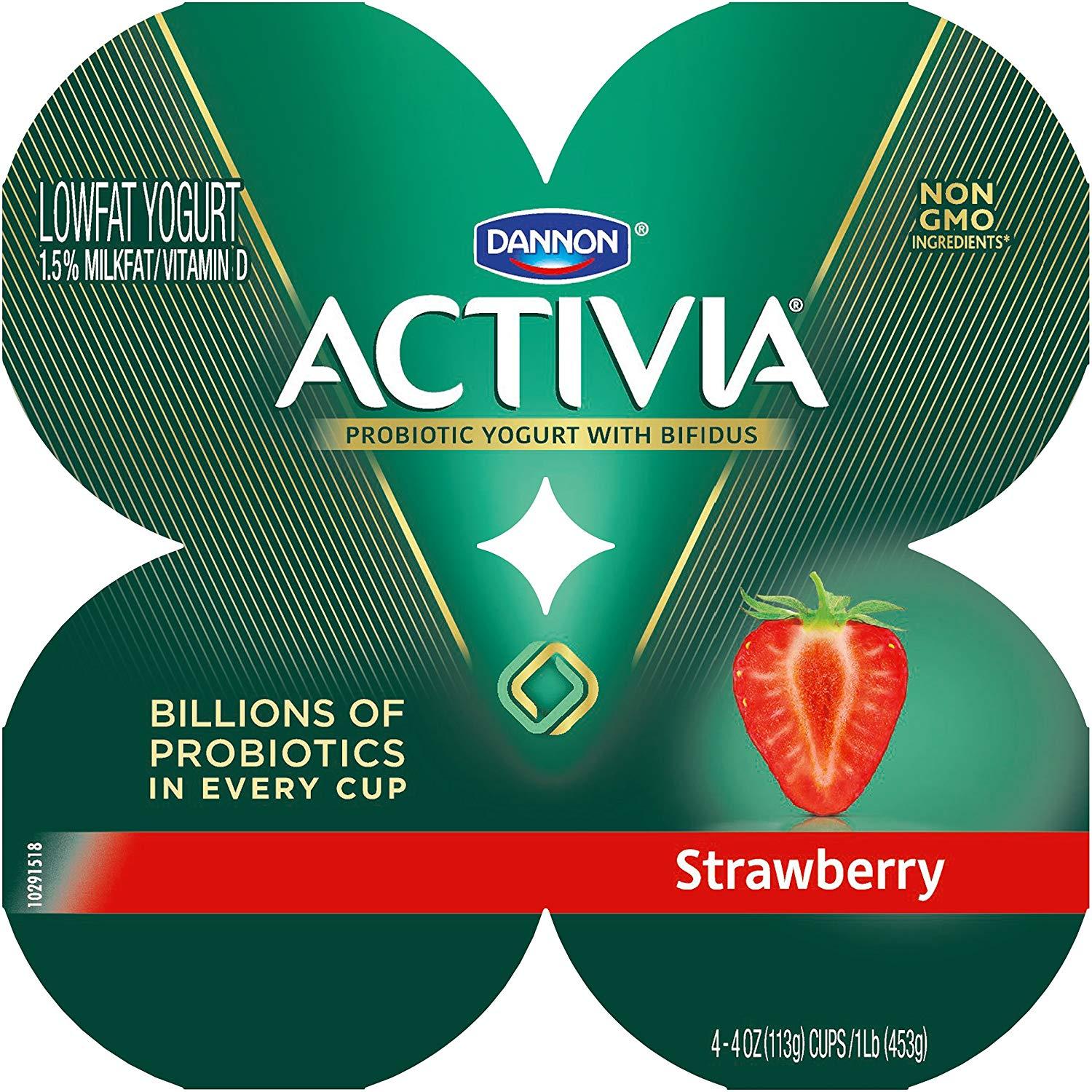 Activia Logo - Dannon Activia Lowfat Yogurt, Strawberry, 4 Ounce (Pack of 4) Lowfat Probiotic Yogurt Snack