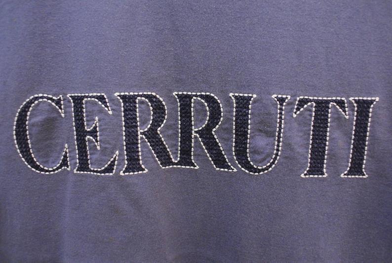 Cerruti Logo - Vintage Nino Cerruti Big Logo T Shirt Fashion Designer Top Tee Blue Color Size M