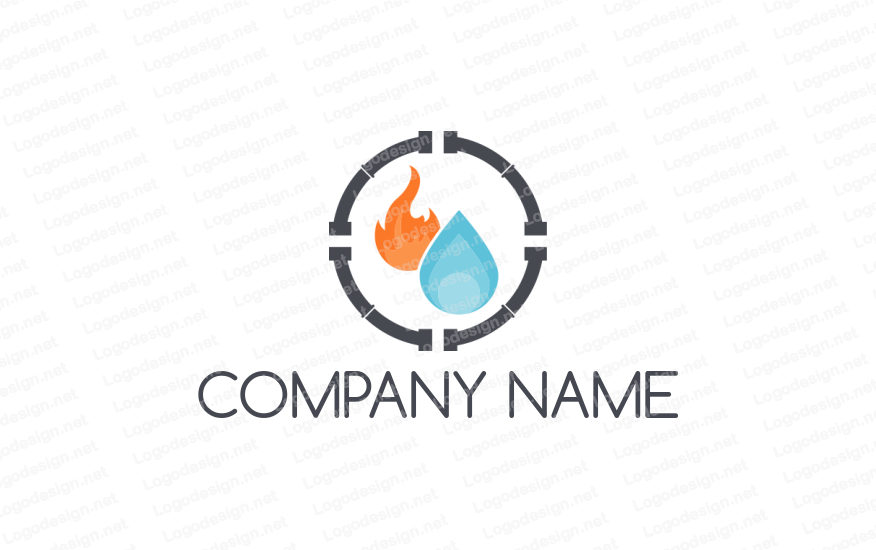 Pipes Logo - fire and water inside the pipes. Logo Template by LogoDesign.net