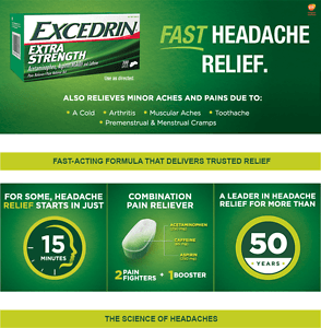 Excedrin Logo - Details about Excedrin Extra Strength 300 Caplets Acetaminophen Aspirin  Caffeine