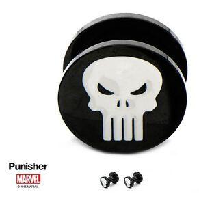 2G Logo - Details about Marvel Comics PUNISHER SKULL LOGO ACRYLIC PLUG EARRINGS 2G  Screw On Body Jewelry