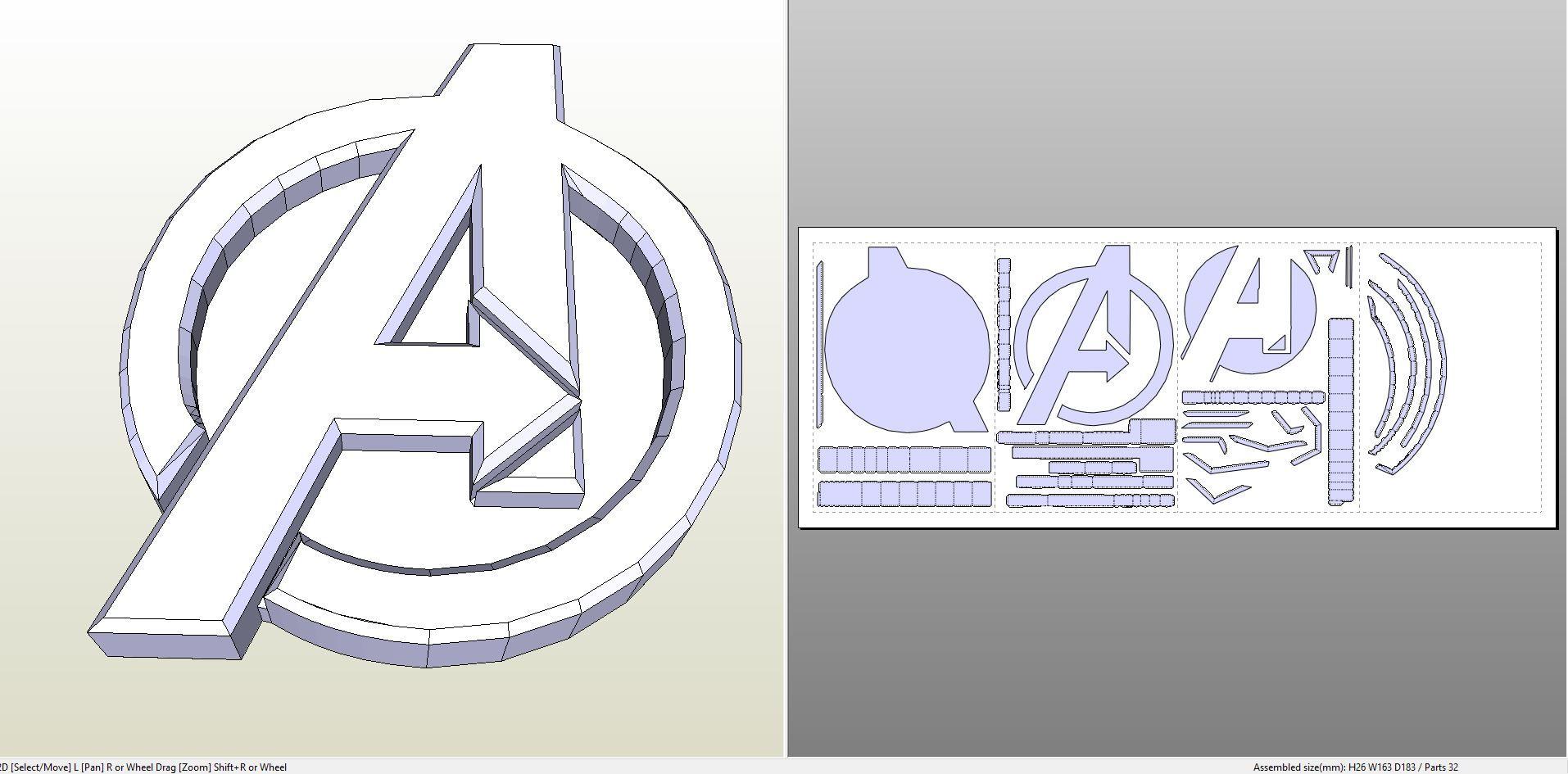 Papercraft Logo - Papercraft .pdo file template for The Avengers – Logo.